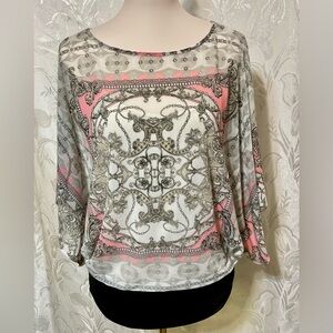 Jennifer Lopez Pink White Sheer Top W/ Cami